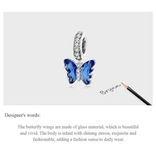 Blue Butterfly Murano Glass Charm Pendant