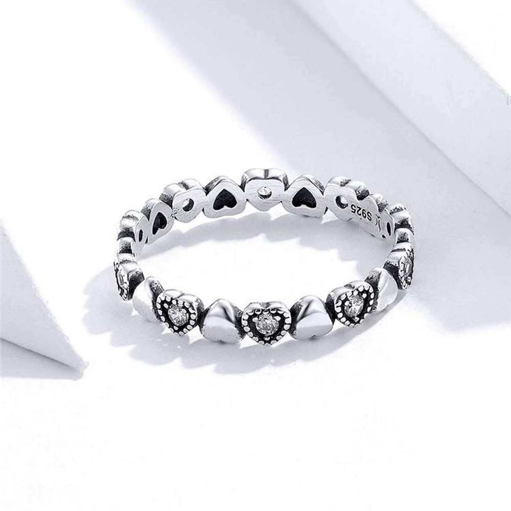 Stackable Ring Heart Black CZ