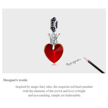 Magic Crown Red Heart Charm Bead Pendent