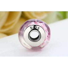 Lovely Pink Flower Pattern Murano Glass Beads Charms