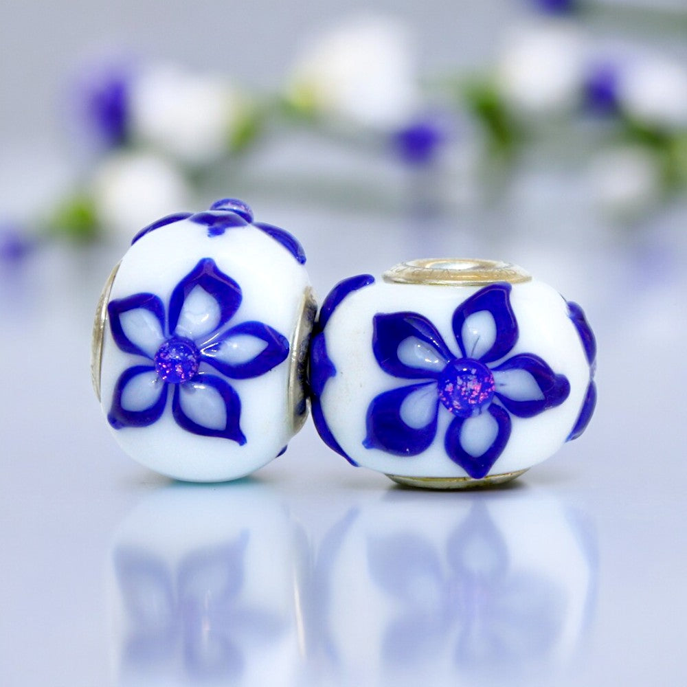 Set Gzhel Flowers of 2 Beads