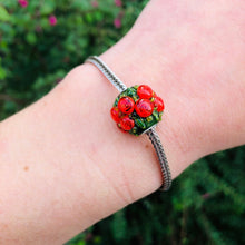 Big Red Murano Rose Bead Charm