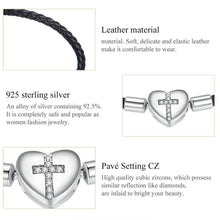Black Cross Leather Bracelet