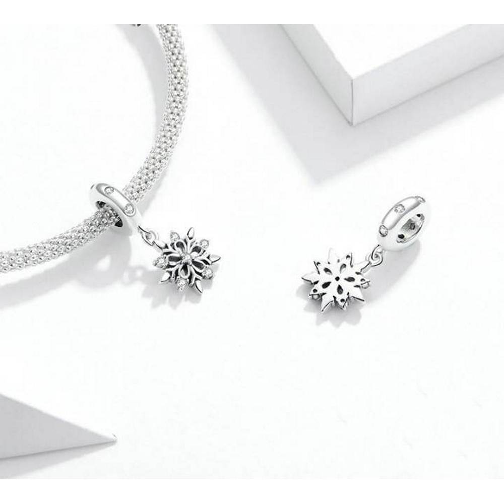 Crystal Snowflake silver Charm