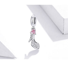 Heels Pink Heart Zircon Pendant Charm