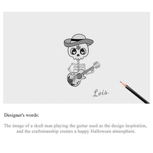 Halloween Skull Man with Guitar Charm