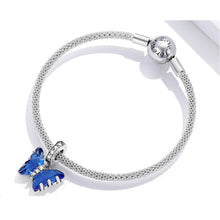 Blue Butterfly Murano Glass Charm Pendant