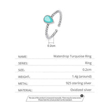 Waterdrop Turquoise Open Size Ring