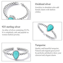 Waterdrop Turquoise Open Size Ring