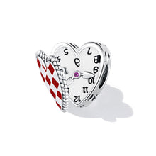 Cute Red Heart Clock Charms Beads