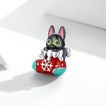Charm Black Cat and Christmas Stocking