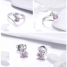 Cute Cat  Rings & Earrings Jewelry Sets