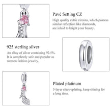 Heels Pink Heart Zircon Pendant Charm