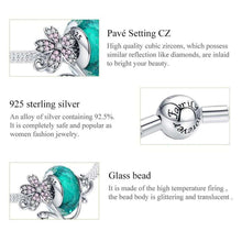 Green Murano Beads Pink Flower Charm & Bracelet