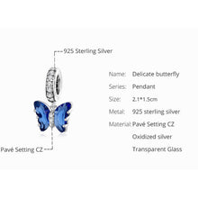 Blue Butterfly Murano Glass Charm Pendant