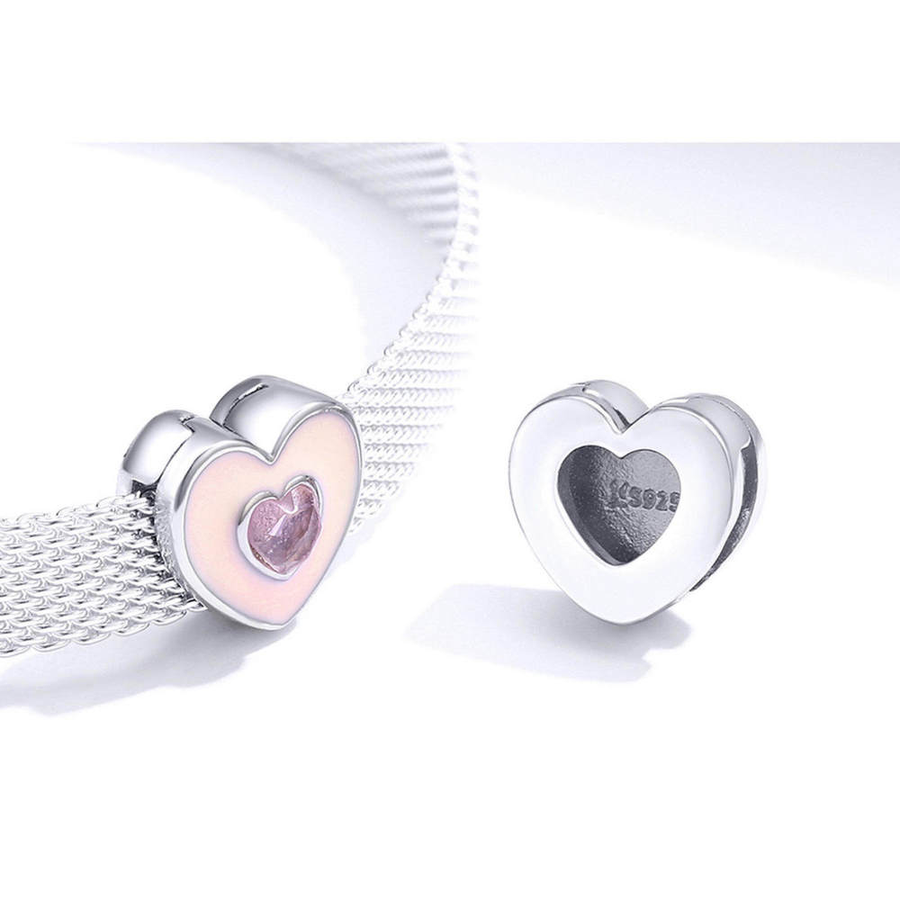 Pink Heart Clips Charm fit for Reflexions Bracelet