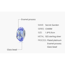 Blue Glass Handmade Bead Secret Garden Flower Hydrangeas