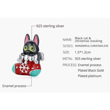 Charm Black Cat and Christmas Stocking