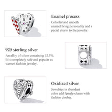 Cute Red Heart Clock Charms Beads