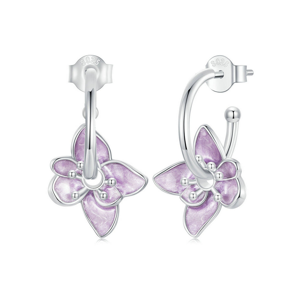 Purple Flower Stud Earrings