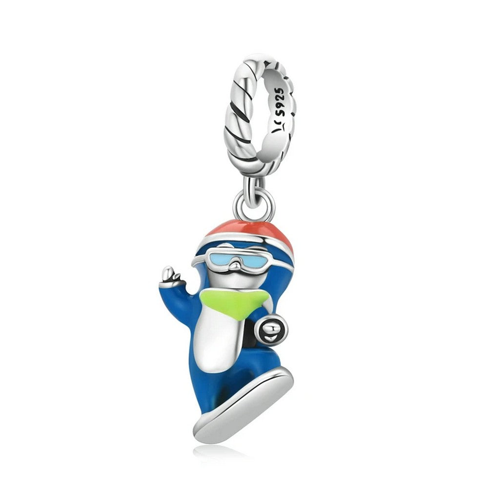 Snowboarding Penguin Dangle Charm