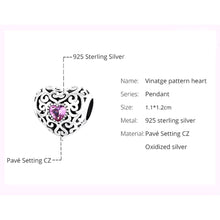 Vinatge Pattern Heart Charm Bead