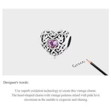 Vinatge Pattern Heart Charm Bead