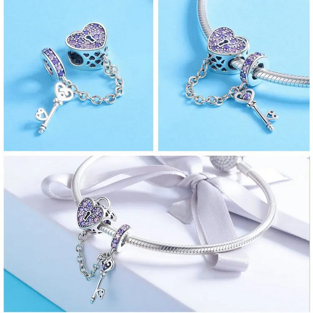 The Key to Heart Safety Chain Charm