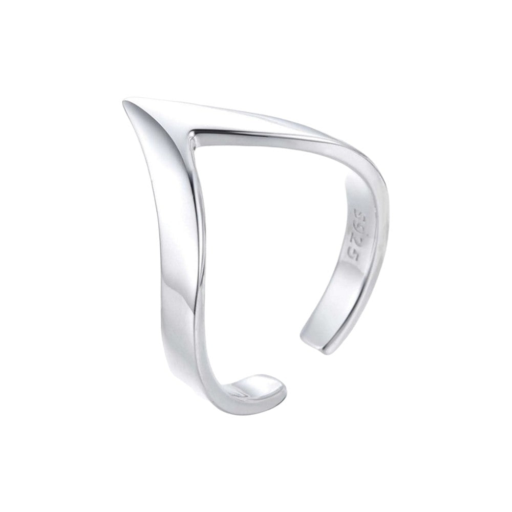 Wave Geometric Love Adjustable Ring