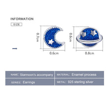 Blue Moon & Star Galaxy Stud Earrings