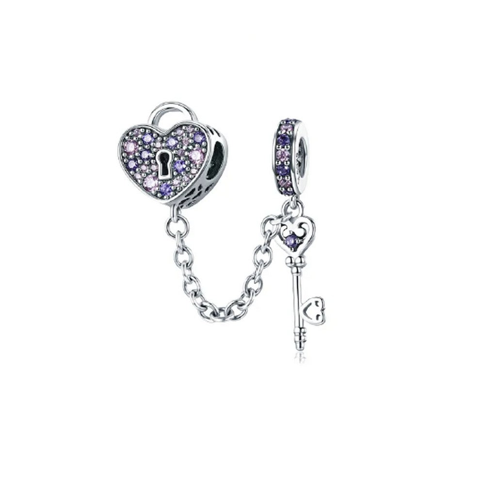 The Key to Heart Safety Chain Charm