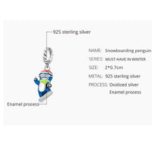 Snowboarding Penguin Dangle Charm