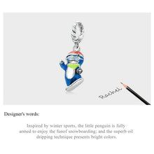 Snowboarding Penguin Dangle Charm