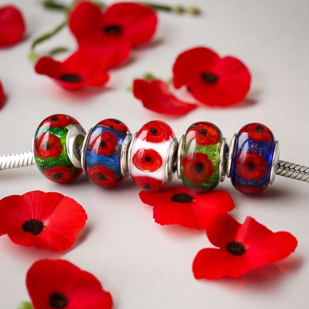 Night Poppies Glow  Bead Charms 1pc