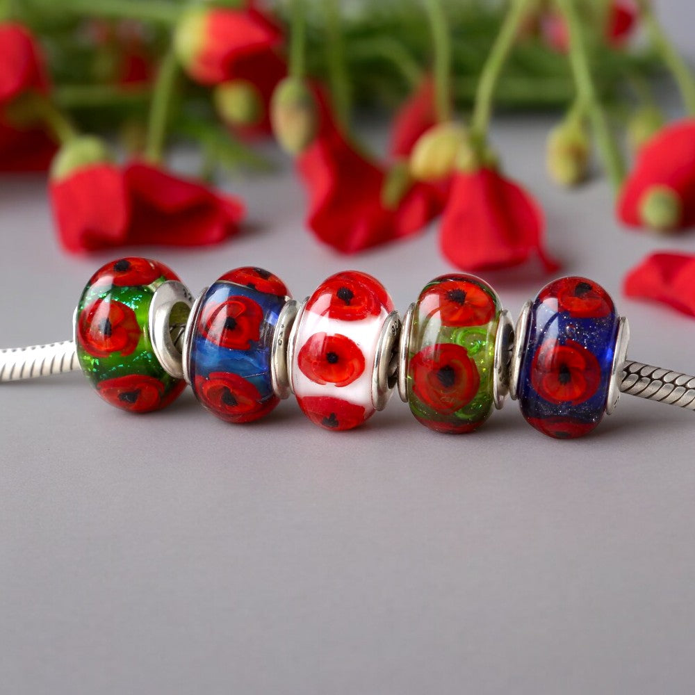 Blue Poppies Beads Charms