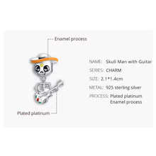 Halloween Skull Man with Guitar Charm