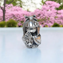 Kokeshi With a Fan Charm Bead