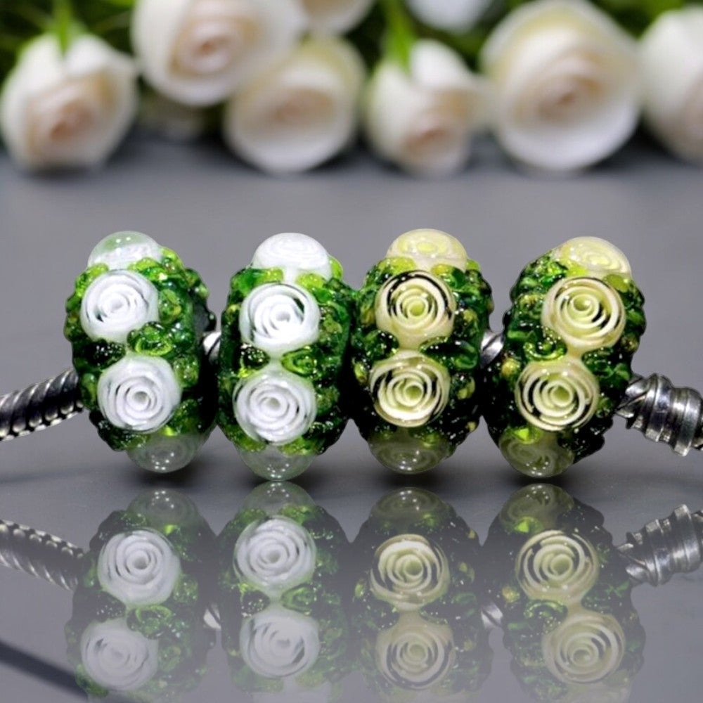 Murano White Roses 1 pcs