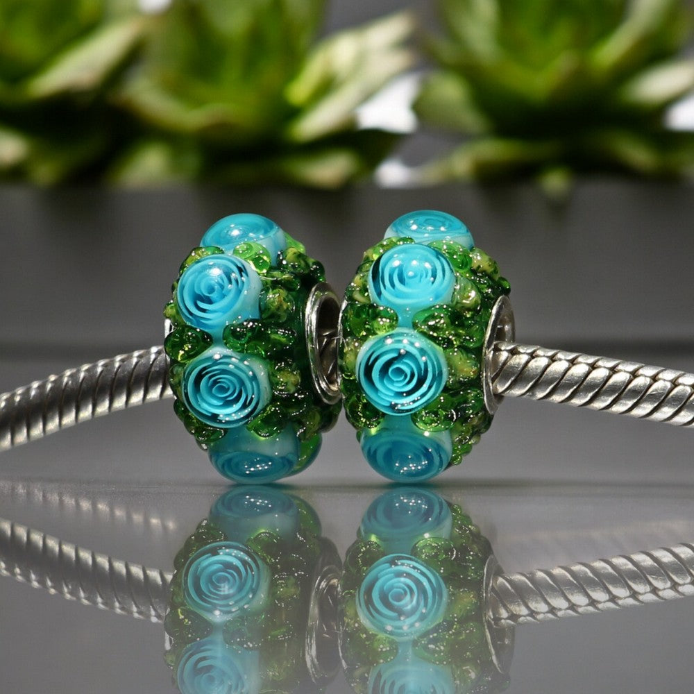 Murano Mint Roses 1 pcs