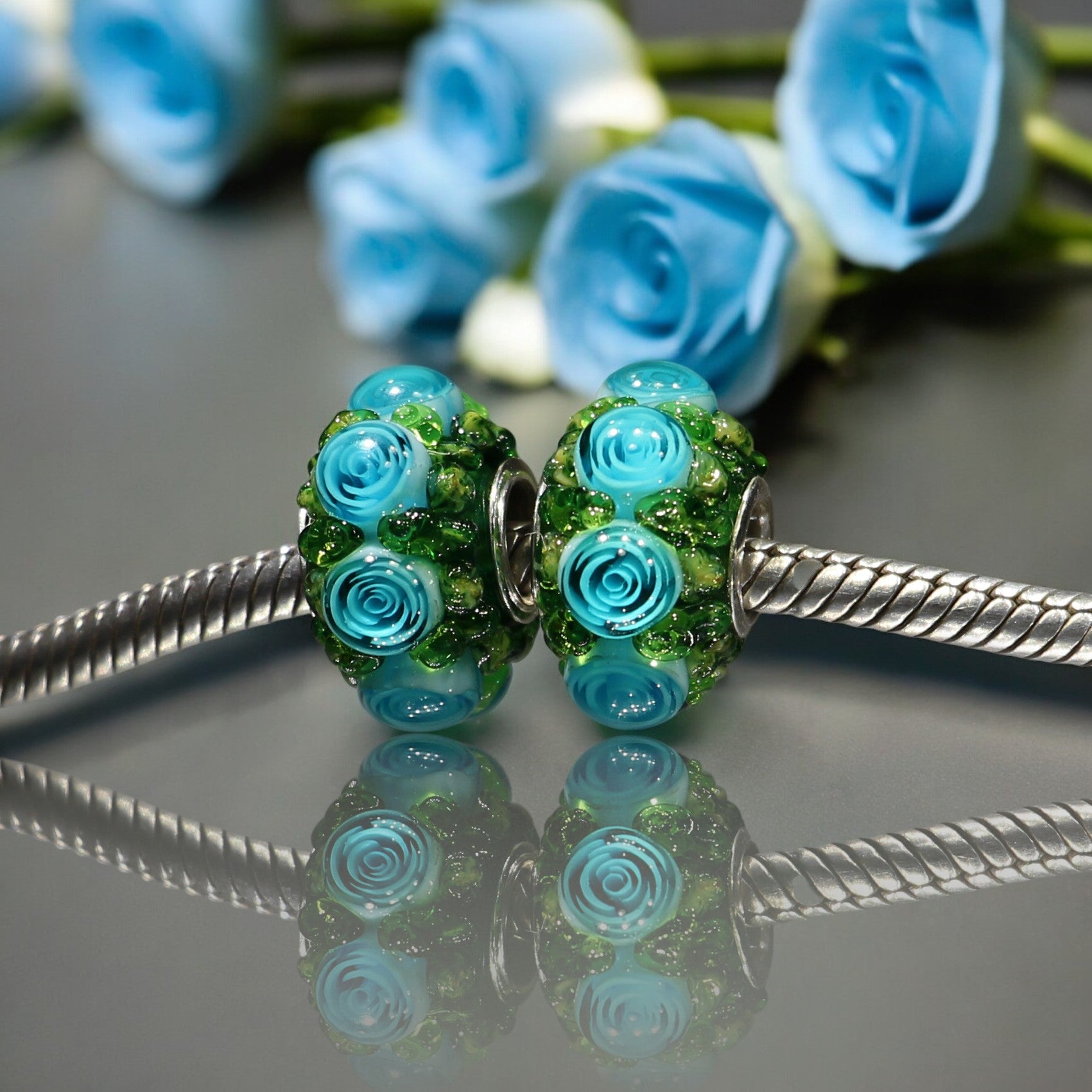 Murano Blue Roses 1 pcs