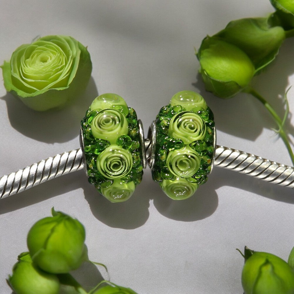 Murano Green Roses 1 pcs