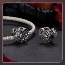 Black Rose Flower Heart Bead