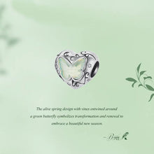 Green Butterfly Heart Charm