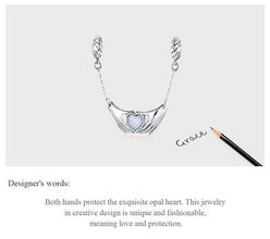Hands & Love Heart Opal Safety Chain