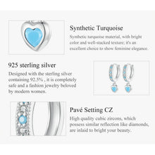 Blue Heart-shaped Turquoise Hoop Earrings