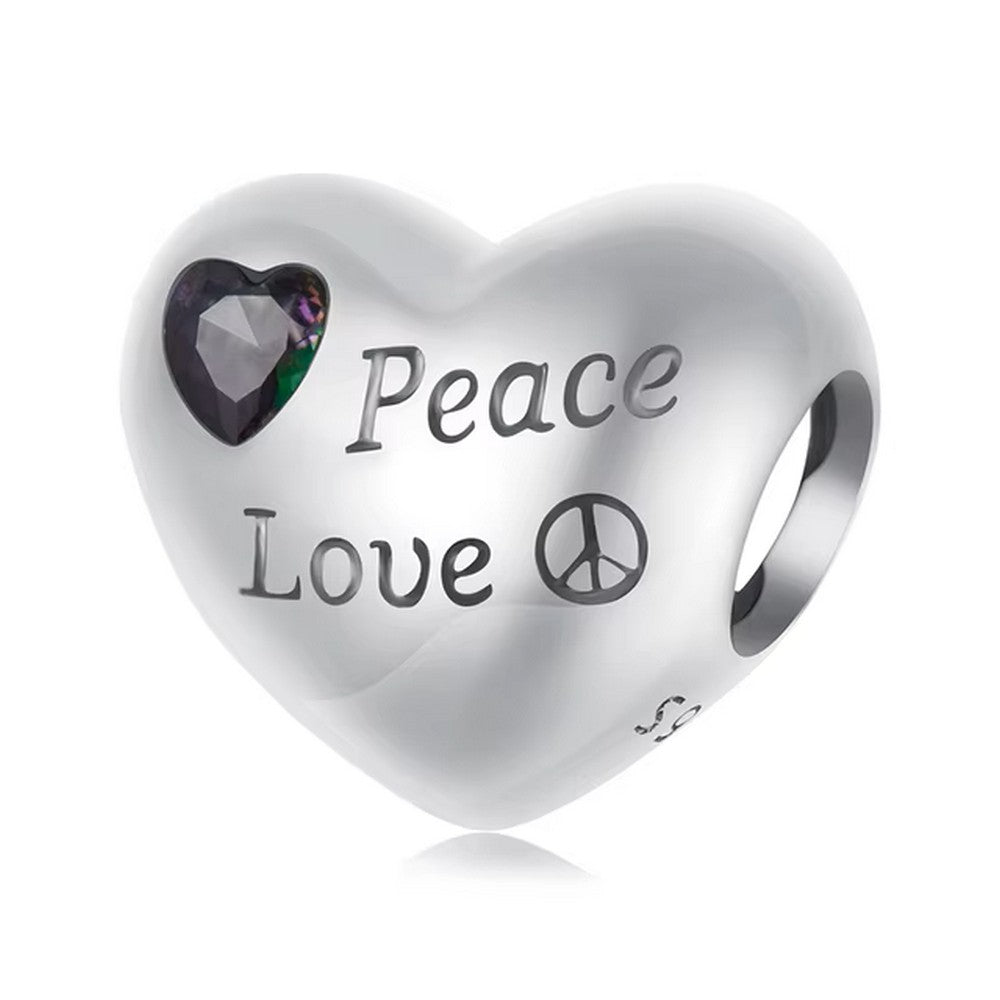 Heart-Shaped Peace and Love Charm