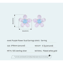 Cute Purple Flower Stud Earrings