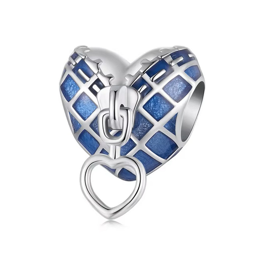 Heart Zipper Denim Charm