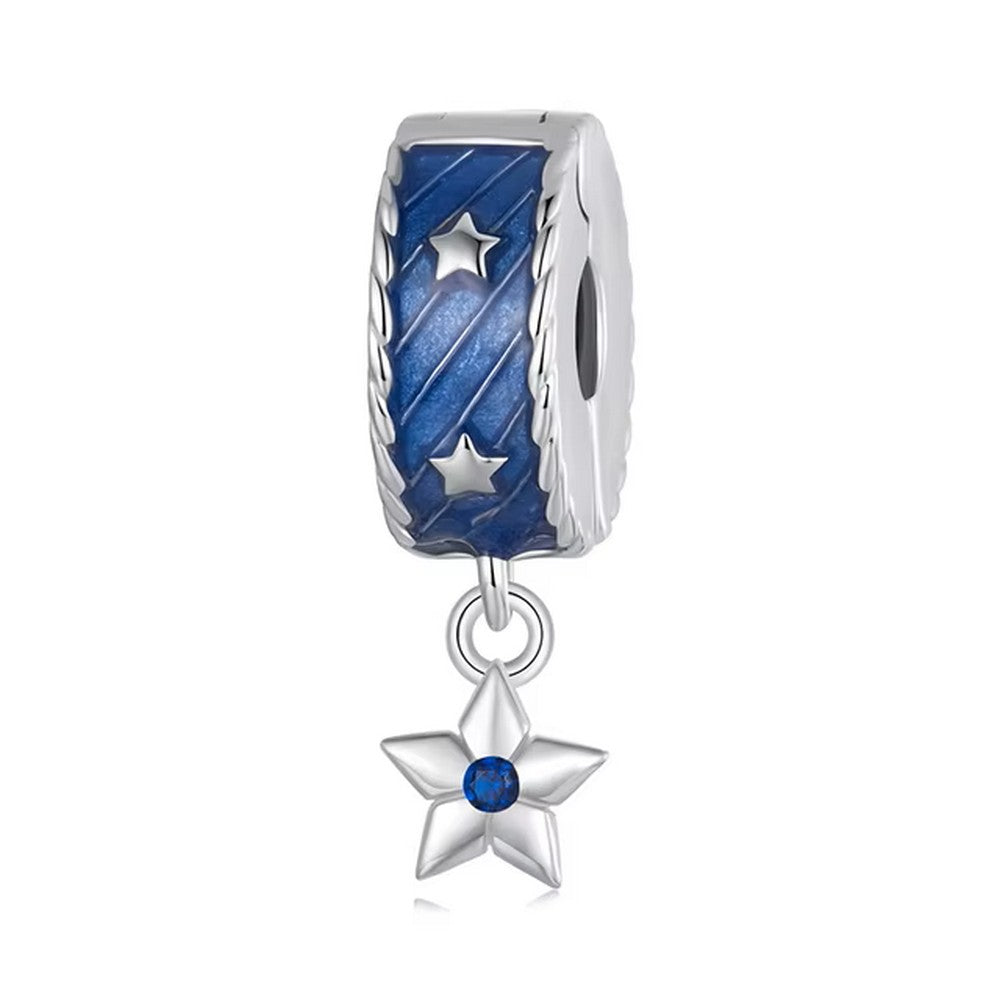 Blue Denim Star Stopper Bead