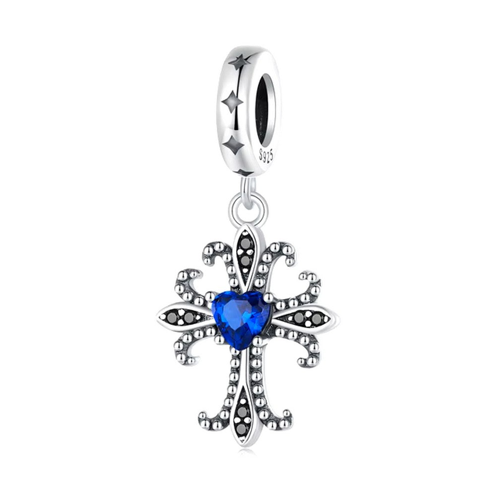 Vintage Blue CZ Cross Pendnat